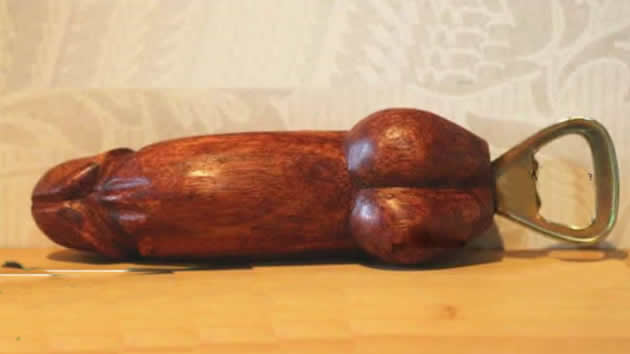 Funny wooden penis bottle opener