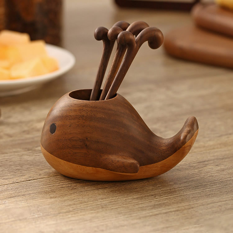 Black Walnut Whale Fruit Fork