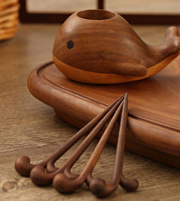 Black Walnut Whale Fruit Fork