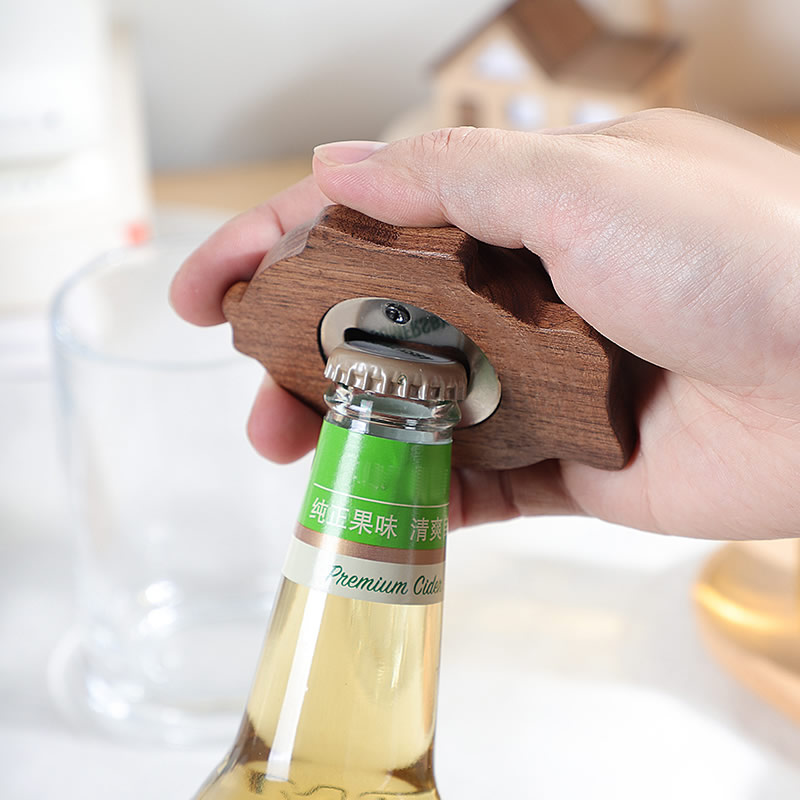 Wooden Beer Mugs Shaped Bottle Opener Fridge Magnet