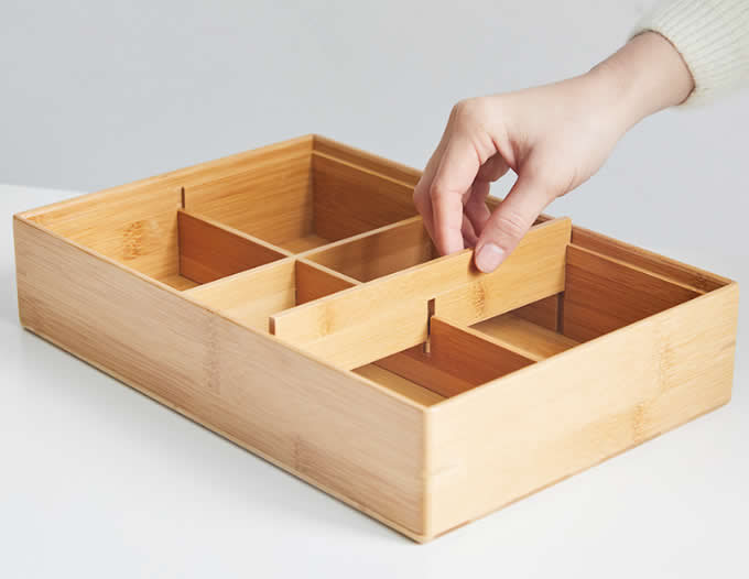  Bamboo Nuts Snacks Storage Box with Dividers 