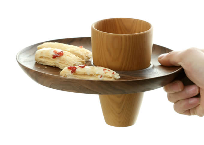 Black Walnut Wood Bread Serving tray with Drink Cup