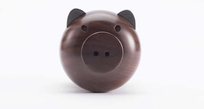 Black Walnut Wooden Pig Toothpick Holder 