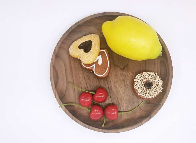   Black Walnut Round Tray Food & Fruit Plate