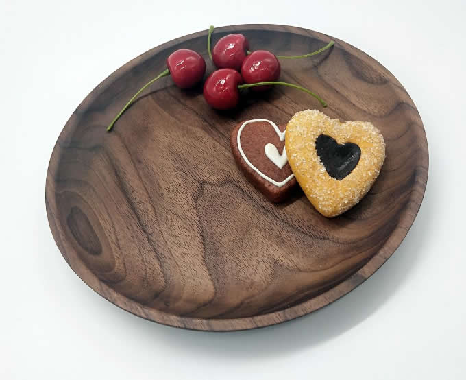   Black Walnut Round Tray Food & Fruit Plate