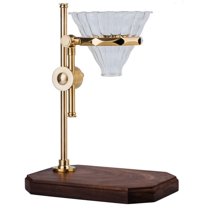 Black Walnut Base Brass Pour Over Drip Coffee Maker Dripper Stand