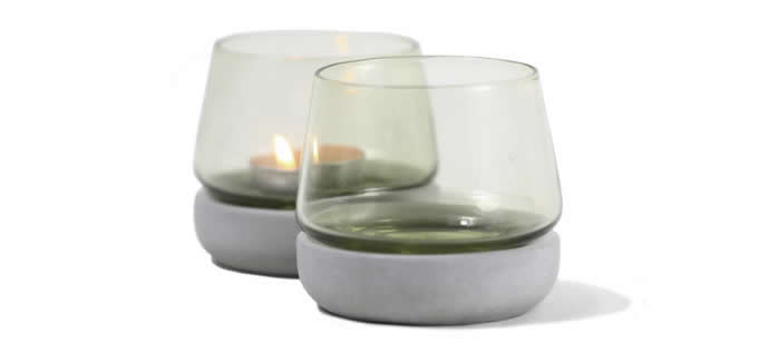  Clear Glass Candle Tealight Holder With  Concrete  Base