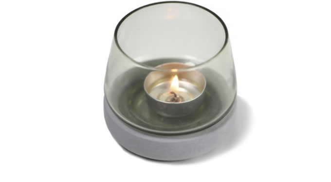  Clear Glass Candle Tealight Holder With  Concrete  Base