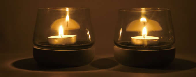  Clear Glass Candle Tealight Holder With  Concrete  Base