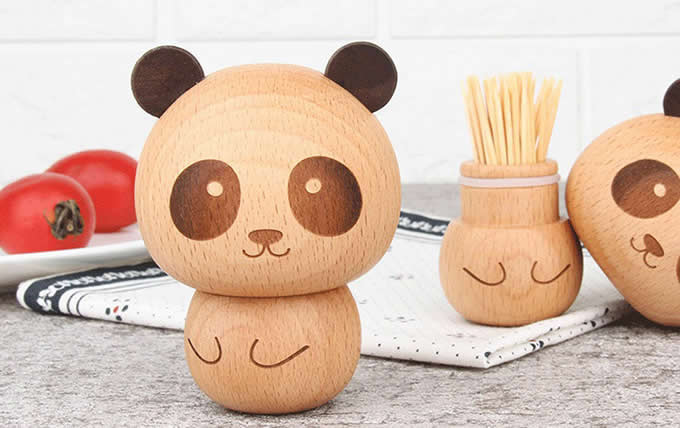 Cute Wooden Panda&Ice cream Toothpick Holder