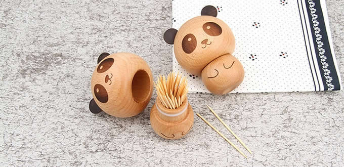 Cute Wooden Panda&Ice cream Toothpick Holder