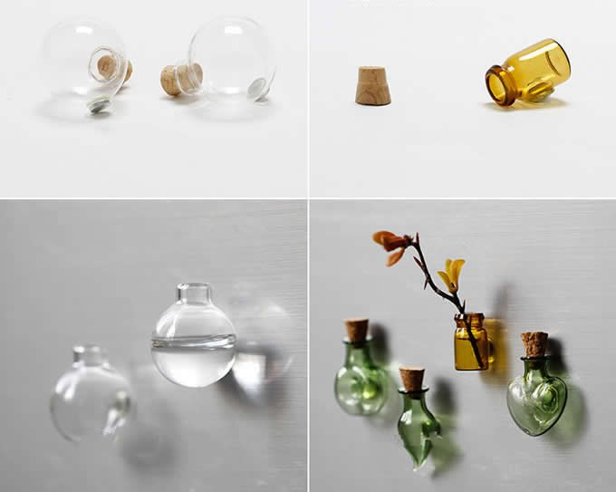 Glass Vase Fridge Magnets, Set of 6