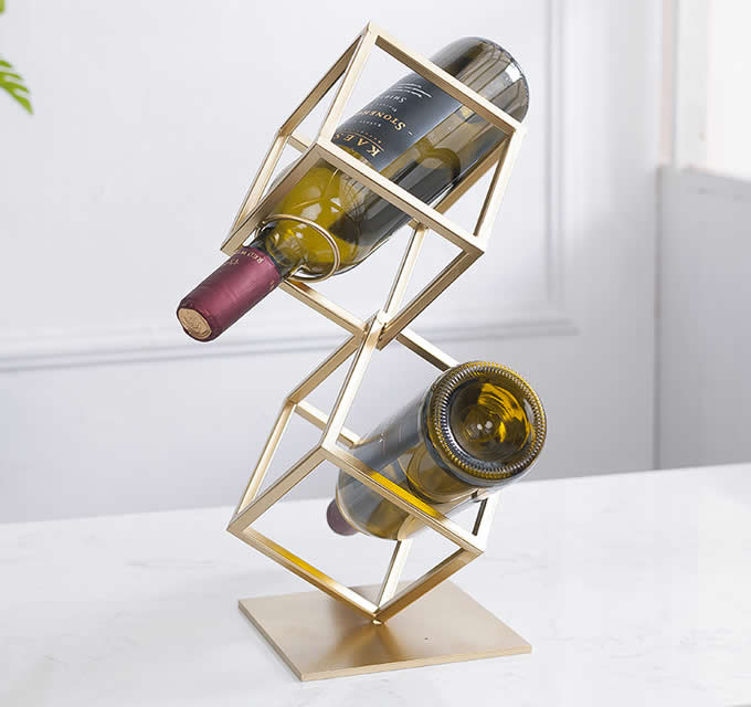   Metal Geometric Wine Bottle Wine Rack