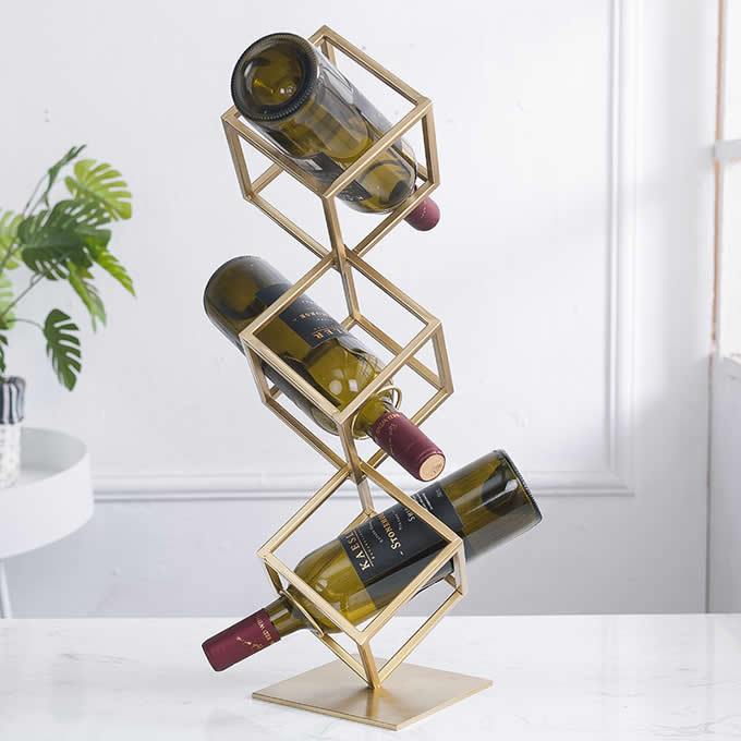   Metal Geometric Wine Bottle Wine Rack