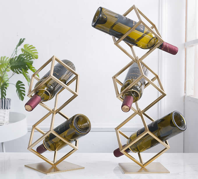   Metal Geometric Wine Bottle Wine Rack