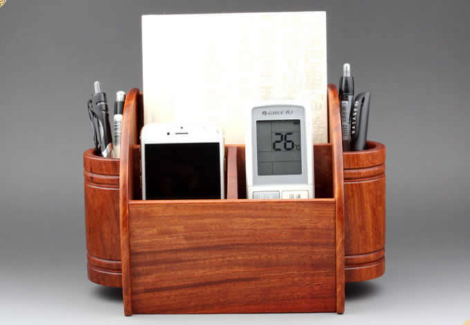  Multifunction Wood Pen Pencil Remote Control Plant Holder Desk Storage Box Container 