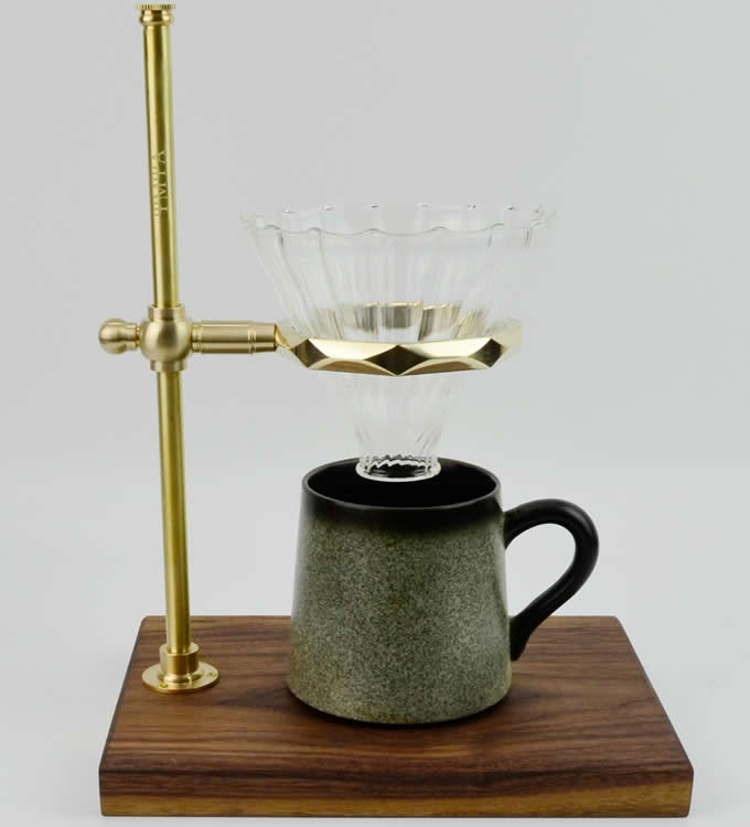 Simple Pour Over Drip Coffee Maker Dripper Stand,Black Walnut Base