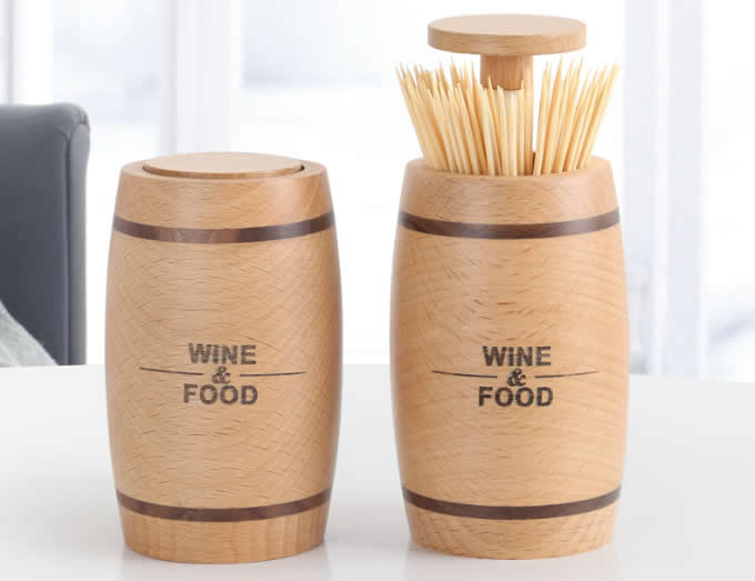  Push Style Wooden Automatic Toothpick Holder Container