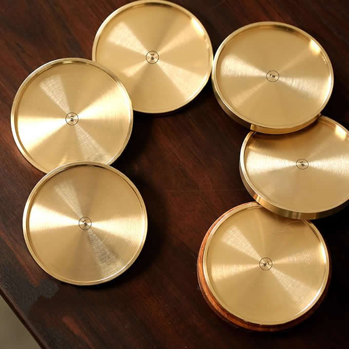  Round Brass Coasters,Pack of 7  