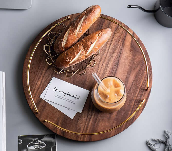 Black Walnut Wooden Serving and Butler Tray  