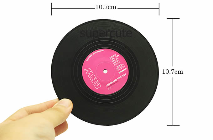  Set of 6 Vinyl Record Style  Silicone Coaster