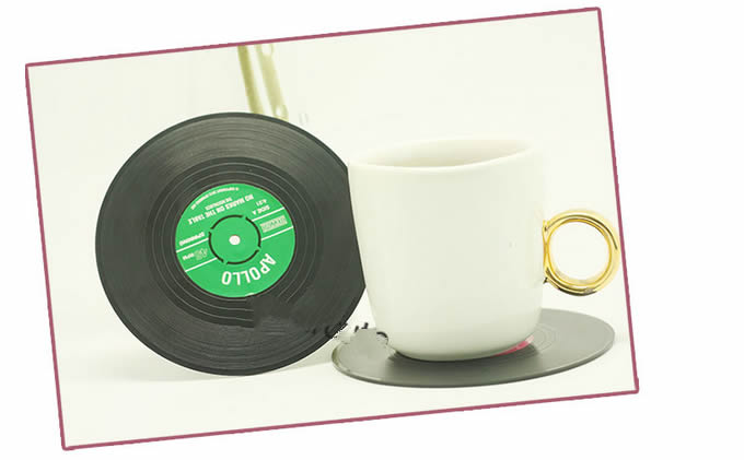  Set of 6 Vinyl Record Style  Silicone Coaster