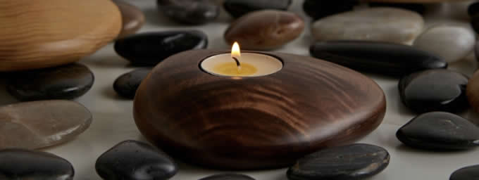   Tea Light Wooden Pebble Candle Holders  