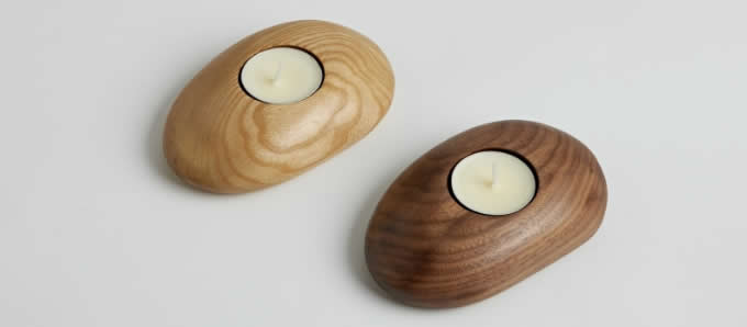   Tea Light Wooden Pebble Candle Holders  