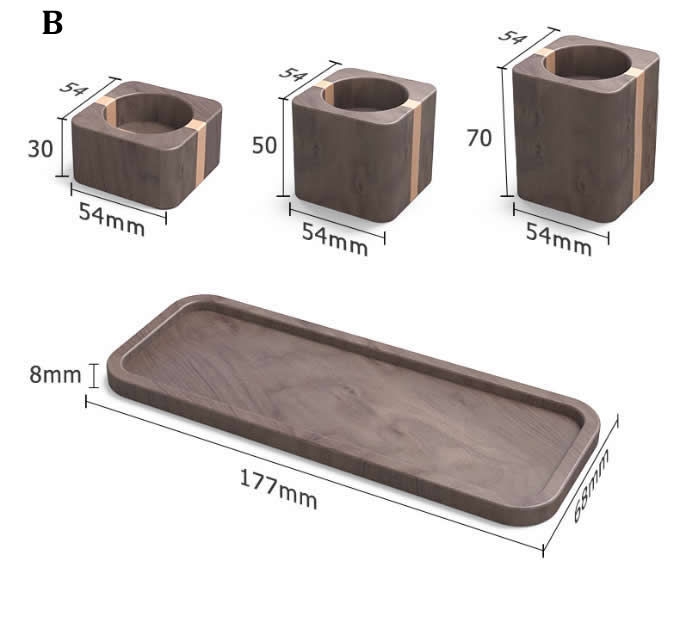 Tea Light Black Walnut Wooden Candle Holder Set