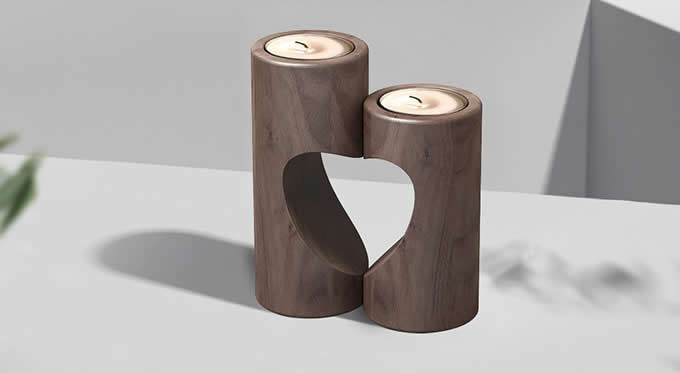 Tea Light Black Walnut Wooden Candle Holder Set