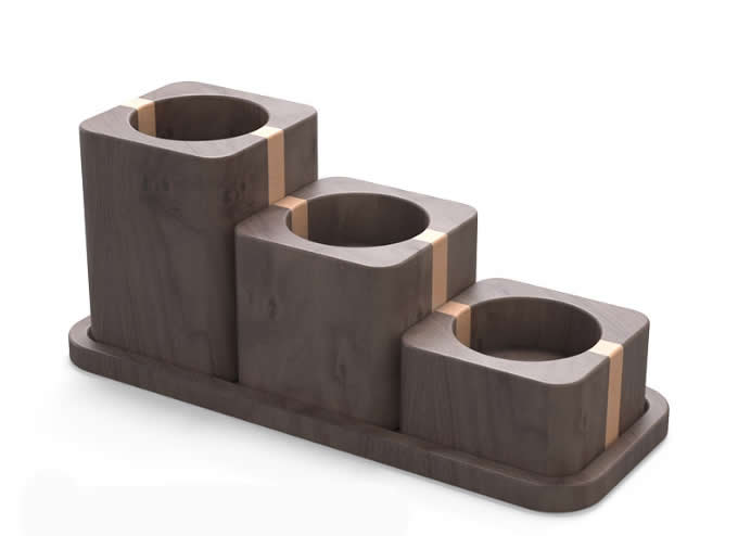 Tea Light Black Walnut Wooden Candle Holder Set