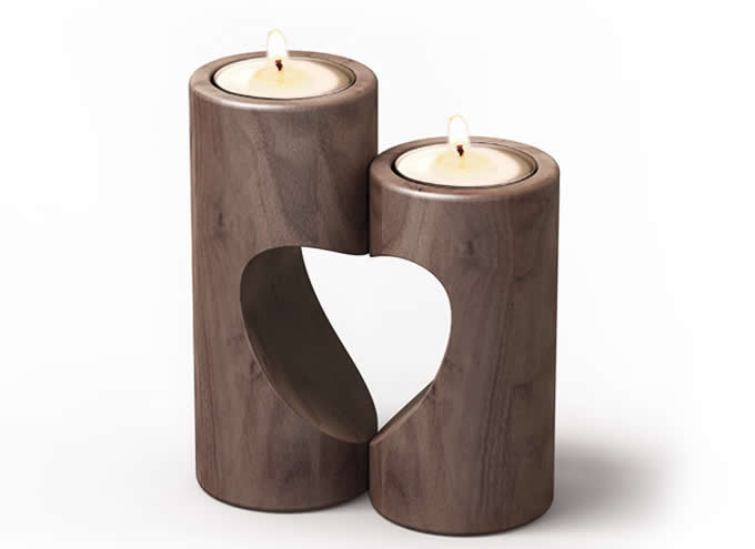 Tea Light Black Walnut Wooden Candle Holder Set