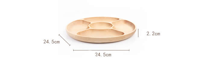  Wood 4 Sectional Round Plastic Serving Tray 