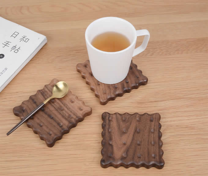   Wood Cookies Shaped Coaster 