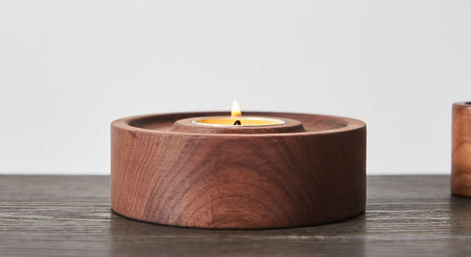  Wood Round Candle Holder