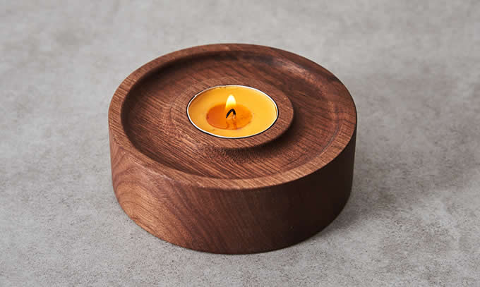  Wood Round Candle Holder