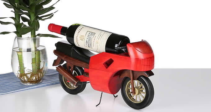 Wooden Motorcycle Wine Bottle Holder