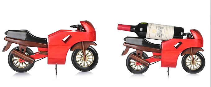 Wooden Motorcycle Wine Bottle Holder