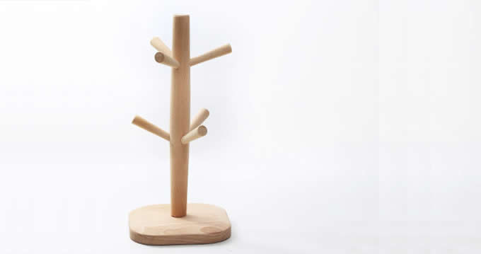   Wooden Mug Tree Rack Stand with 6 Storage Hooks 