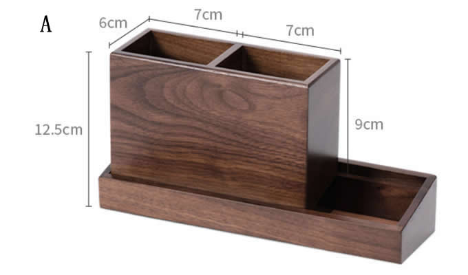 Wooden Multi-Functional Desk Organizer Box & TV Remote Control Holder/Pen Pencil Holder 