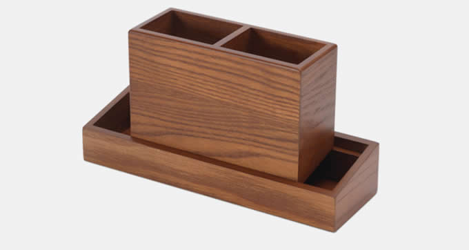 Wooden Multi-Functional Desk Organizer Box & TV Remote Control Holder/Pen Pencil Holder 