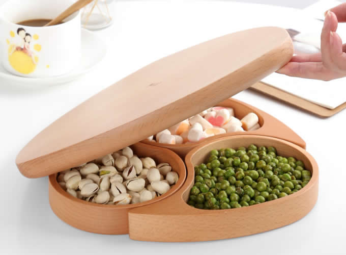  Wooden  Multi Sectional Snack Storage Box Set with Lid