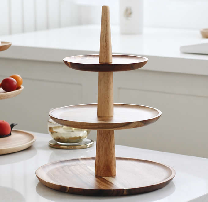 Wooden Multi Tiered Dessert Serving Tray  