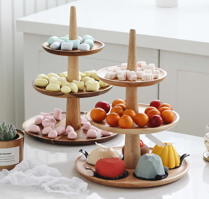 Wooden Multi Tiered Dessert Serving Tray  