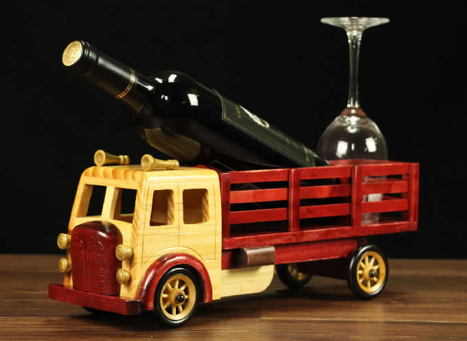 Wooden Pickup Wine Bottle Holder