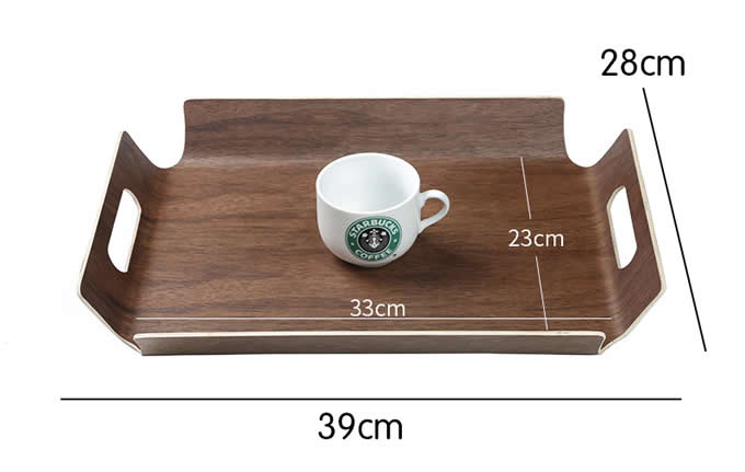   Wooden Square Fruit Cake Snack Serving Tray Plate with Handles 