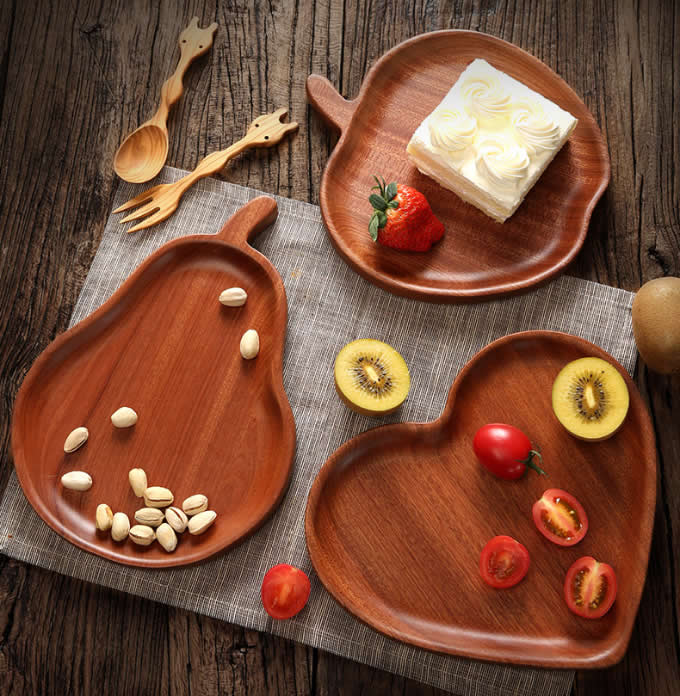  Wooden Tray & Food Fruit Plate