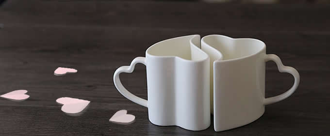  1 Pair Love Hearts Ceramic Mug Cup