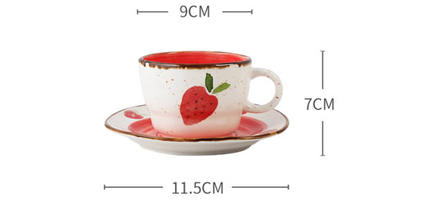Beautiful pastoral red strawberry ceramic coffee cup