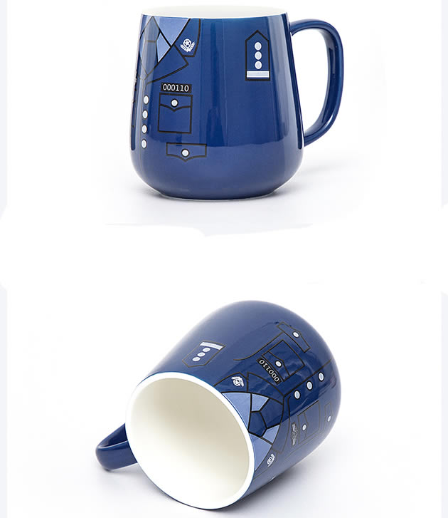 Creative blue police uniform ceramic mug gift cup